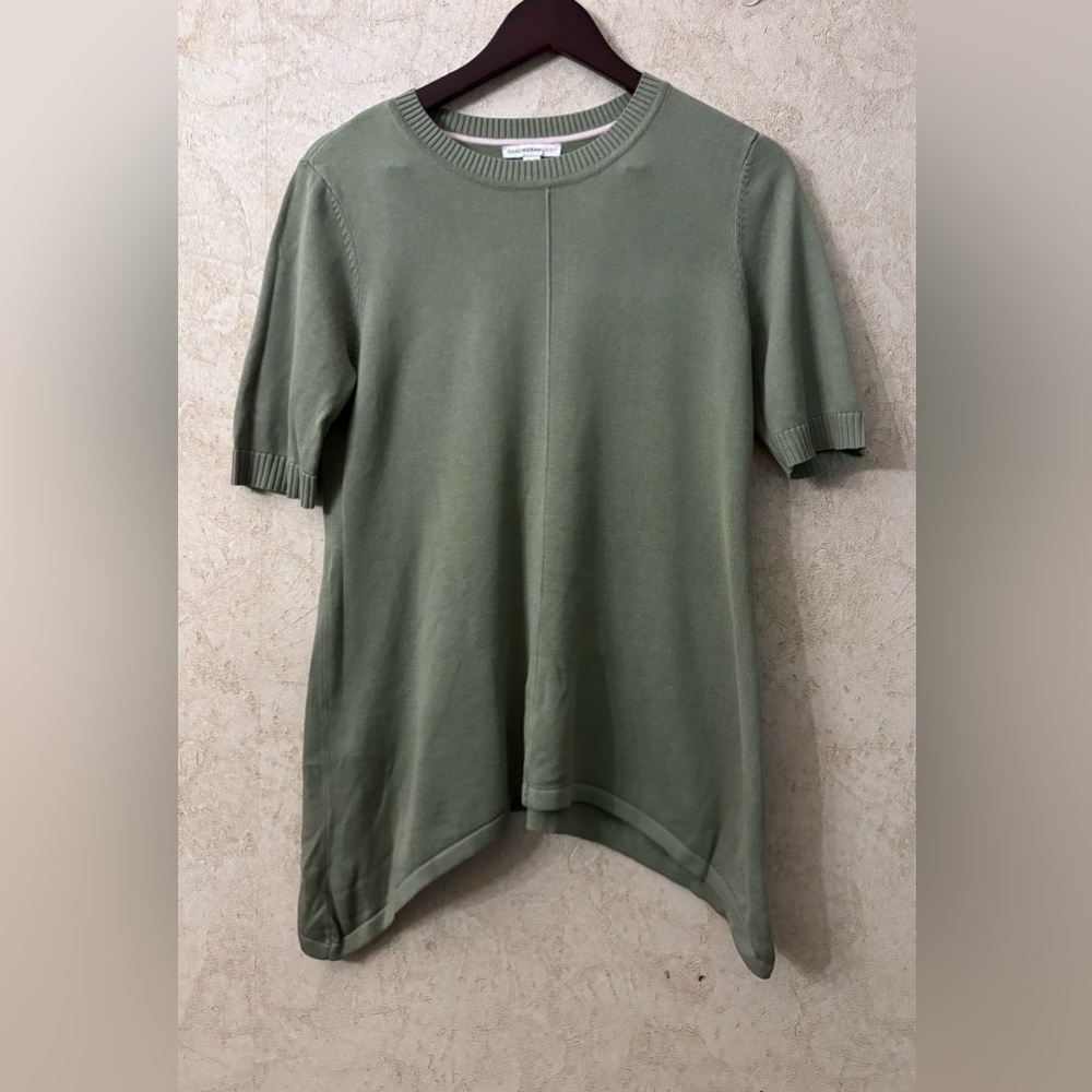 π Isaac Mizrahi Sage Green Short Sleeve Sweater Top(Bust 38β+ Length 25β-29β)